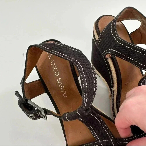 Franco Sarto womens sandals size 6 black canvas platform wedge Espadrilles - Picture 11 of 13